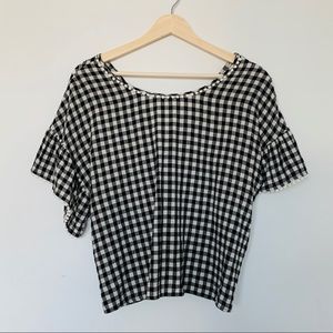 Anthropologie Twist Tassel Gingham Top